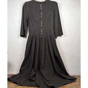 Vintage 1970s Prairie Maxi Dress Romantic Folk Cottagecore Long Sleeve